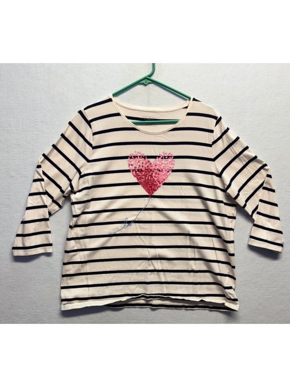 Talbots Woman Striped Heart Balloon Print Top X